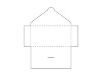 Enveloppe cadeau en papier avec rabat de fermeture et quatre rabats pliants.