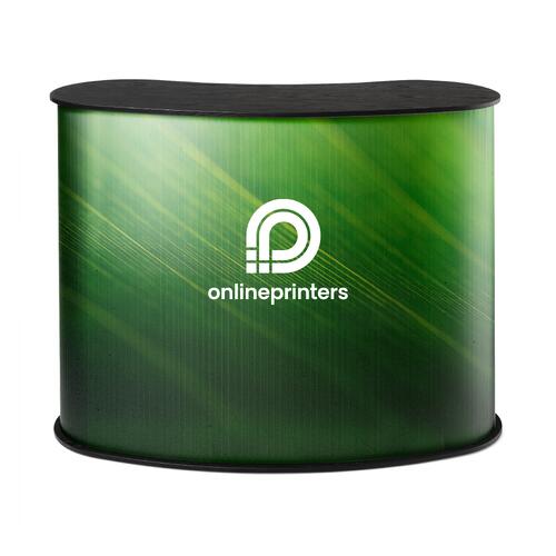 Comptoir de pr�sentation de produits avec coins arrondis.