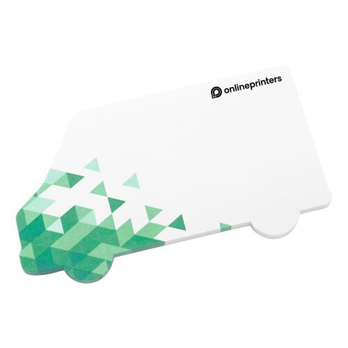 Bloc de notes adh�sives blanches en forme de camionnette.