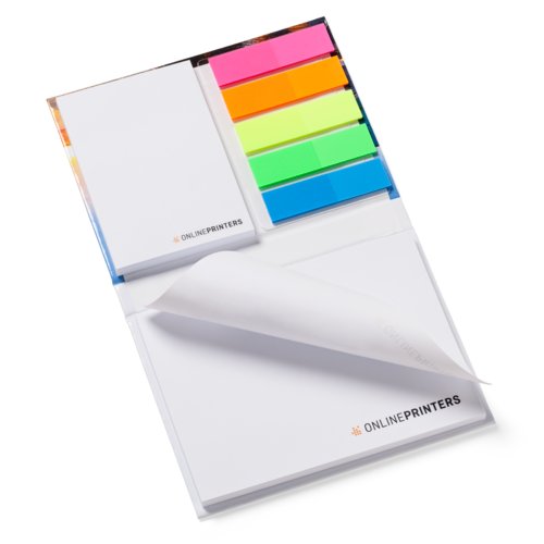 Set de notes adhsives avec bloc-notes et bandes adhsives colores.
