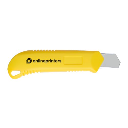 Cutter jaune en plastique avec lame en mtal.