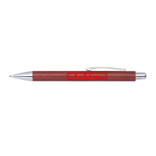 Stylo  bille en bois de rose avec clip et mcanisme  poussoir.
