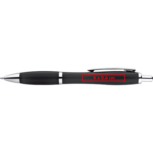 Stylo  bille noir avec clip et mcanisme  pression.