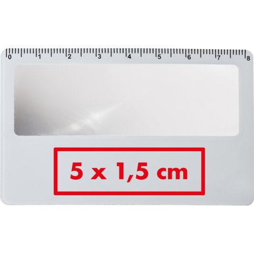 Loupe blanche en plastique format carte avec rgle.