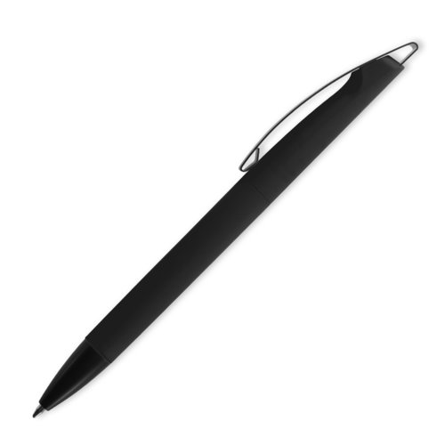 Stylo  bille noir avec clip et bouton-poussoir.