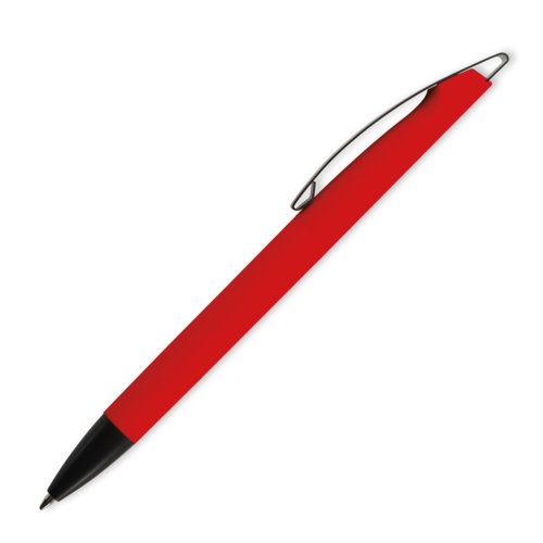 Stylo  bille rouge avec clip et mcanisme  pression.