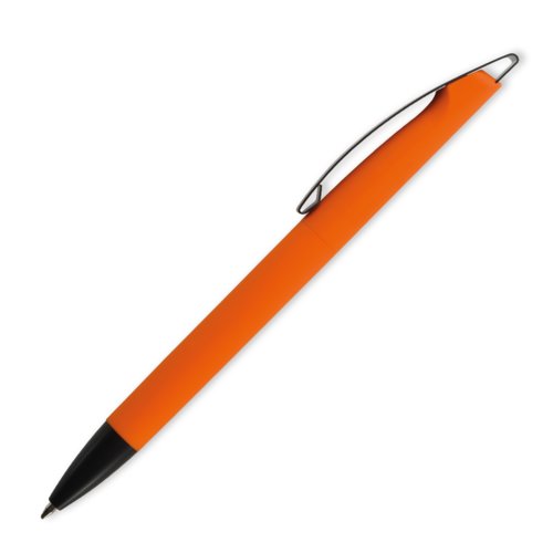 Stylo  bille orange en plastique avec clip.