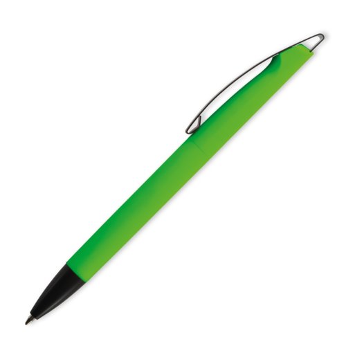 Stylo  bille en plastique vert pomme avec clip.