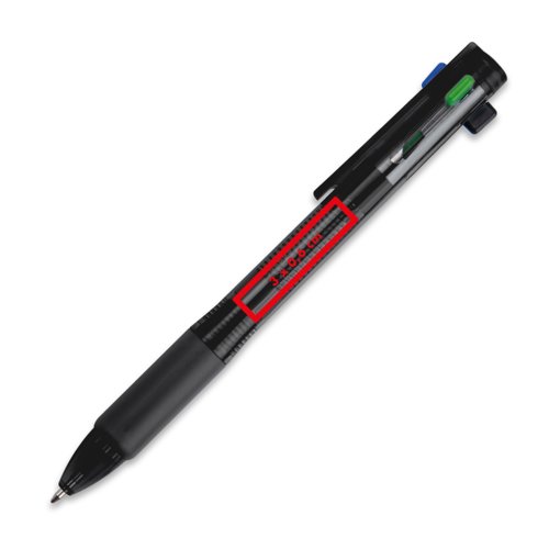 Stylo  bille multicolore avec clip et quatre recharges.