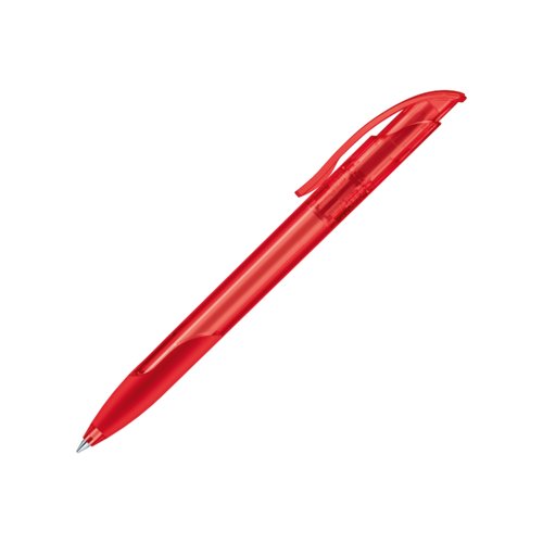 Stylo  bille rouge en plastique avec clip et mcanisme  bouton-poussoir.