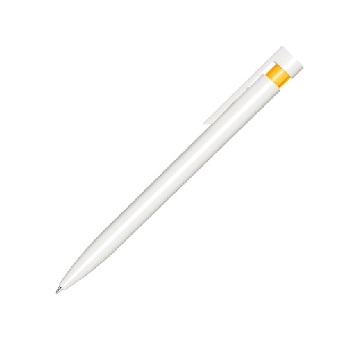 Stylo  bille en plastique jaune avec finition polie et clip.