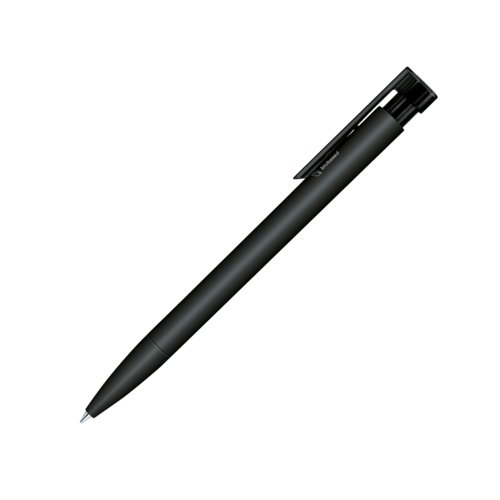 Stylo  bille noir en bio-plastique avec clip et mcanisme  poussoir.