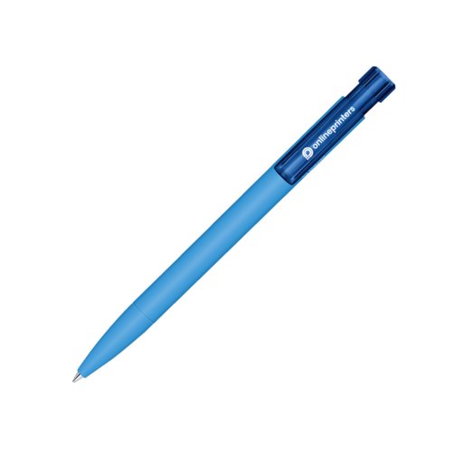 Stylo  bille bleu en bioplastique avec mcanisme poussoir.