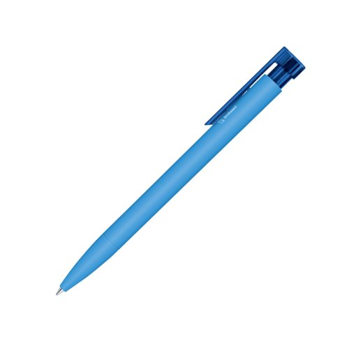 Stylo  bille bleu en bioplastique avec clip et mcanisme  bouton-poussoir.