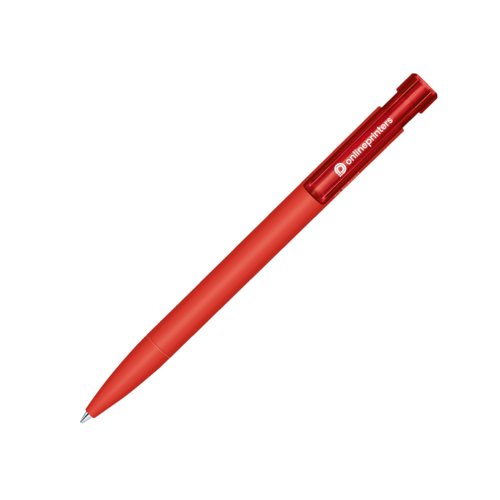 Stylo  bille bio rouge avec mcanisme  poussoir et clip.