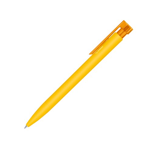 Stylo  bille jaune bio avec clip et mcanisme  poussoir.