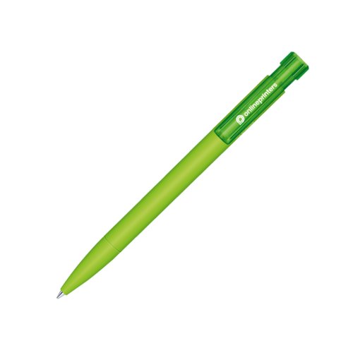 Stylo  bille bio vert avec mcanisme  bouton-poussoir et clip.
