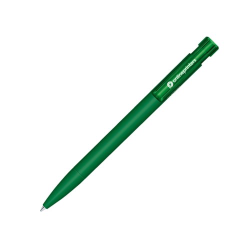Stylo  bille bio vert avec clip et mcanisme  poussoir.