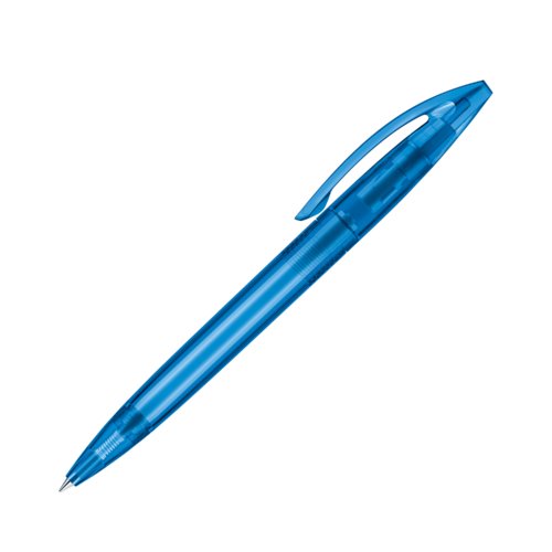 Stylo  bille twist en plastique bleu avec clip.