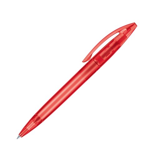 Stylo � bille rotatif en plastique rouge avec clip.
