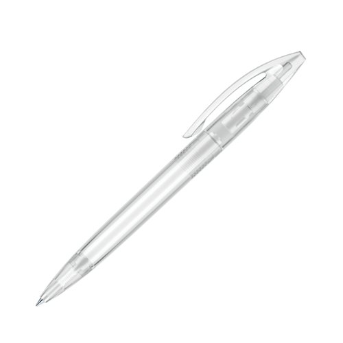 Stylo  bille rotatif en plastique blanc avec clip.