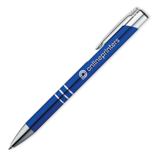 Stylo  bille en mtal bleu avec clip.