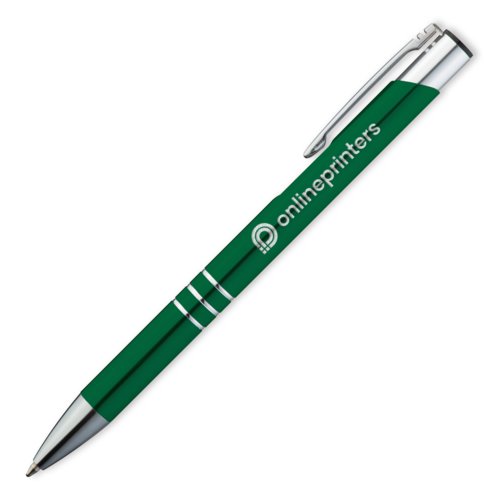 Stylo  bille en mtal vert avec clip.