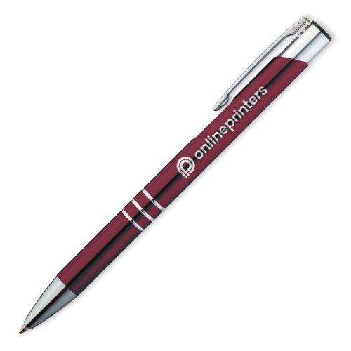 Stylo  bille en mtal bordeaux avec clip et mcanisme  poussoir.