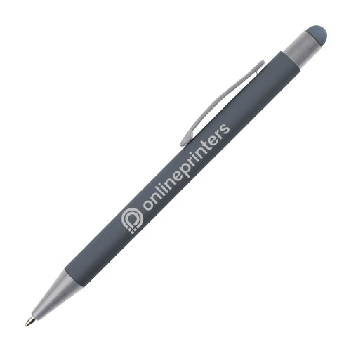 Stylo  bille gris en mtal avec stylet tactile et clip.