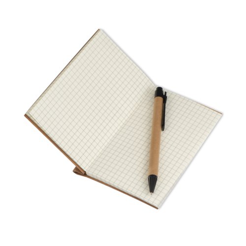 Carnet marron avec pages lignes.