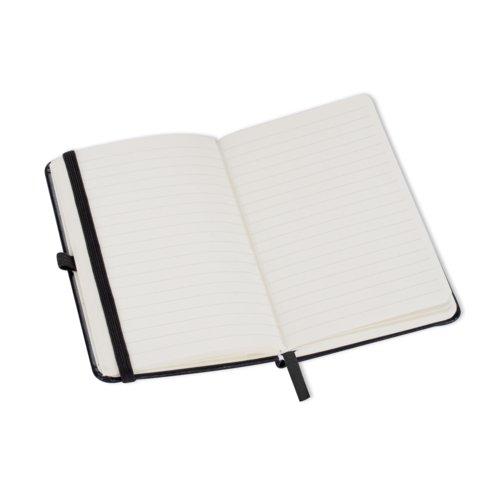 Carnet noir avec fermeture lastique et marque-page.