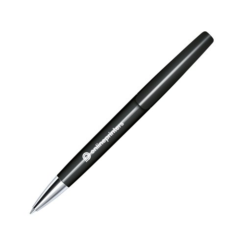 Stylo  bille noir  rotation avec finition polie et pointe en mtal.