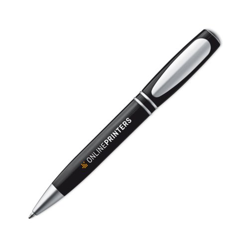 Stylo  bille noir en mtal avec clip et bouton-poussoir.