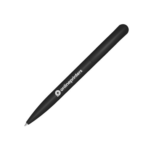 Stylo  bille en plastique noir avec mcanisme  bouton-poussoir et lments en mtal.