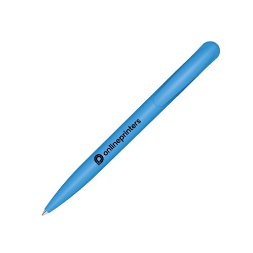 Stylo  bille en plastique bleu avec clip et mcanisme  pression.