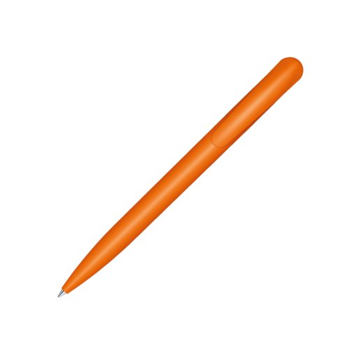 Stylo  bille orange en plastique avec clip et mcanisme  poussoir.