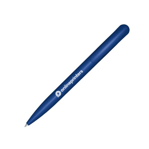 Stylo  bille en plastique bleu fonc avec mcanisme  poussoir.