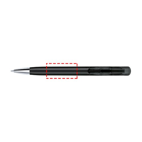 Stylo  bille poussoir en plastique transparent avec lments en mtal.
