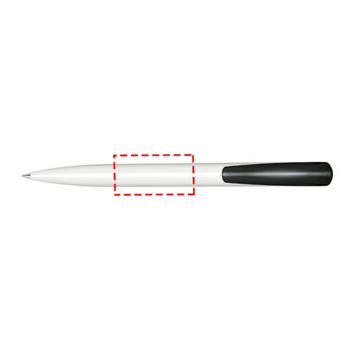 Stylo  bille en plastique blanc avec mcanisme poussoir et finition polie.