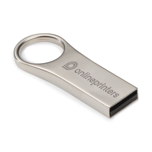 Cl USB en mtal argent avec boucle.