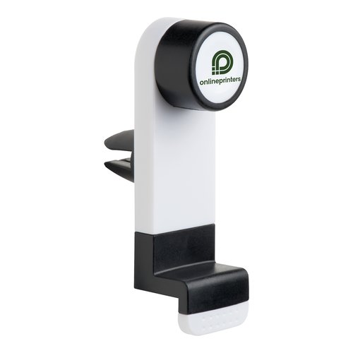Support tlphone de voiture blanc avec fixation pour grille d'aration.