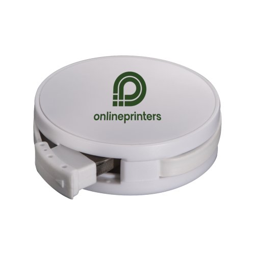 Hub USB blanc en plastique avec 4 ports et mcanisme rtractable.