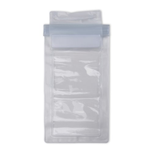 Pochette de tlphone transparente en plastique avec motif.