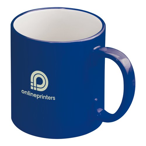 Tasse en cramique bleue avec anse.