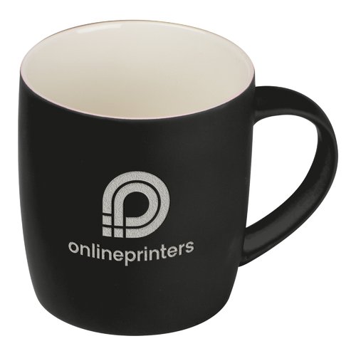 Tasse en cramique noire avec anse.