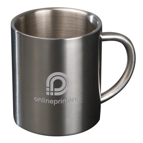 Tasse en mtal argent avec anse.