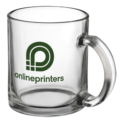 Tasse transparente en verre avec anse.
