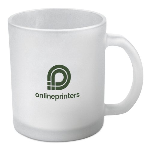Tasse  caf en verre transparent avec anse.