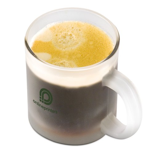 Tasse  caf transparente en verre avec anse.