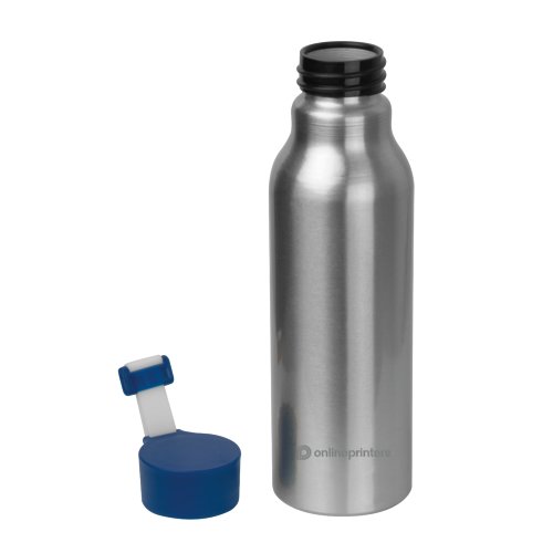 Bouteille d'eau bleue en aluminium avec bouchon  vis.